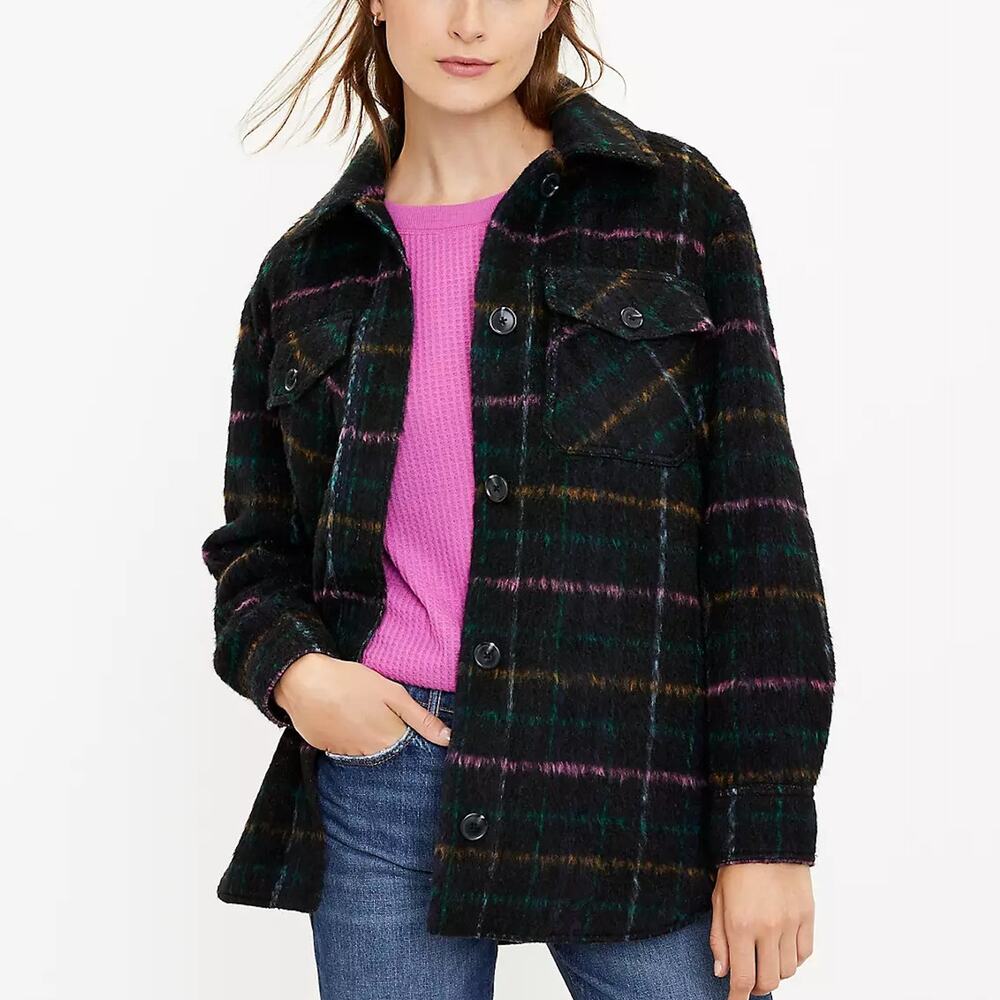 LOFT Plaid Shirt Jacket Shacket Size Medium